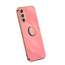 Per Samsung Galaxy S23 FE 5G XINLI custodia per telefono in TPU elettrolitico con bordo dritto 6D con supporto ad anello (Hawthrn Red)
