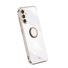 Per Samsung Galaxy S23 FE 5G XINLI custodia per telefono in TPU elettrolitico con bordo dritto 6D con supporto per anello (bianco)