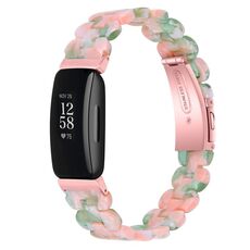 Per cinturino di ricambio in resina ovale Fitbit Inspire 3 (fiore verde rosa)
