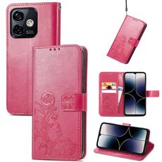 Per Ulefone Note 16 Pro Custodia per telefono in pelle con fibbia in rilievo con chiusura a quattro foglie (magnete)