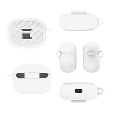 Custodia protettiva antipolvere impermeabile in silicone per cuffie JBL Vibe Beam (bianca)