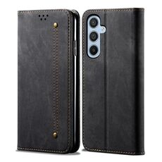 Per Samsung Galaxy S23 FE 5G Denim Texture Custodia orizzontale in pelle stile casual (nero)