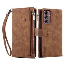 Per Samsung Galaxy S23 FE 5G ESEBLE Custodia per cellulare in pelle con retro smerigliato RFID (marrone)