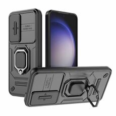 Per Samsung Galaxy S23 5G Scorrevole Camshield TPU + Custodia antiurto per PC con supporto (nero)