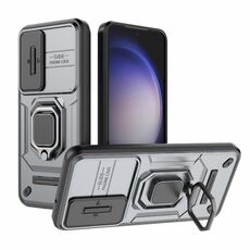 Per Samsung Galaxy S23 5G Scorrevole Camshield TPU + Custodia antiurto per PC con supporto (grigio)