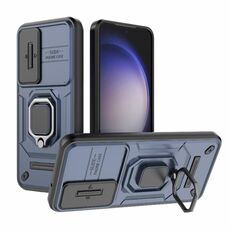 Per Samsung Galaxy S23 5G Scorrevole Camshield TPU + Custodia antiurto per PC con supporto (blu)