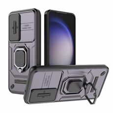 Per Samsung Galaxy S23 5G Scorrevole Camshield TPU + Custodia antiurto per PC con supporto (viola)