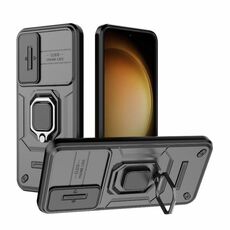 Per Samsung Galaxy S23 + 5G Custodia per telefono antiurto con camshield scorrevole in TPU + PC con supporto (nero)