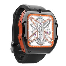 Modello X 1,99 pollici IP68 impermeabile Android 9.0 4G Dual Camera Ceramics Smart Watch, specifica: 4G + 128G (nero arancione)