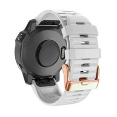 Per Garmin Fenix 7S / 6S Pro / 5S Plus Cinturino in silicone a sgancio rapido con fibbia in oro rosa da 20 mm (bianco)