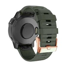 Per Garmin Fenix 7S / 6S Pro / 5S Plus Cinturino in silicone a sgancio rapido con fibbia in oro rosa da 20 mm (verde militare)