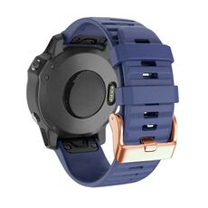 Per Garmin Fenix 7S / 6S Pro / 5S Plus Cinturino in silicone a sgancio rapido con fibbia in oro rosa da 20 mm (blu notte)