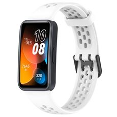 Per cinturino in silicone traspirante tinta unita Huawei Band 8 (bianco)