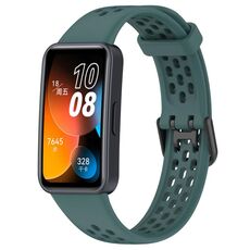 Per cinturino in silicone traspirante tinta unita Huawei Band 8 (verde oliva)
