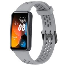 Per cinturino in silicone traspirante tinta unita Huawei Band 8 (grigio)
