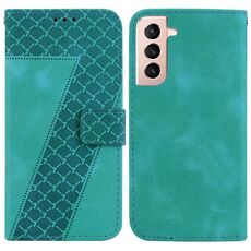 Custodia per telefono in pelle goffrata a forma di 7 per Samsung Galaxy S22 + 5G (verde)