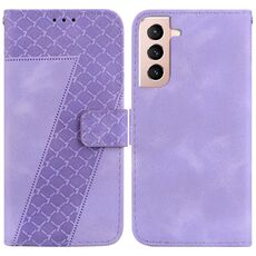 Custodia per telefono in pelle goffrata a forma di 7 per Samsung Galaxy S22 + 5G (viola)