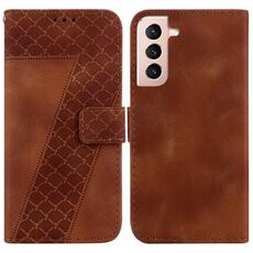 Custodia per telefono in pelle goffrata a forma di 7 per Samsung Galaxy S22 + 5G (marrone)
