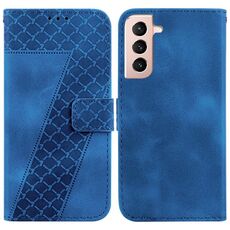 Custodia per telefono in pelle goffrata a forma di 7 per Samsung Galaxy S22 + 5G (blu)