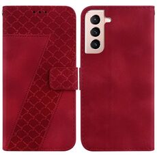Custodia per telefono in pelle goffrata a forma di 7 per Samsung Galaxy S22+ 5G (rossa)