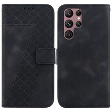 Custodia per telefono in pelle goffrata a forma di 7 per Samsung Galaxy S22 Ultra 5G (nera)