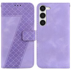 Custodia per telefono in pelle goffrata a forma di 7 per Samsung Galaxy S23 5G (viola)