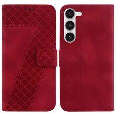 Custodia per telefono in pelle goffrata a forma di 7 per Samsung Galaxy S23 5G (rossa)