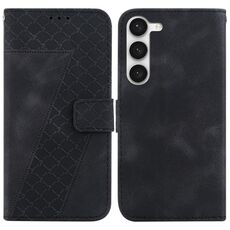 Custodia per telefono in pelle goffrata a forma di 7 per Samsung Galaxy S23 5G (nera)