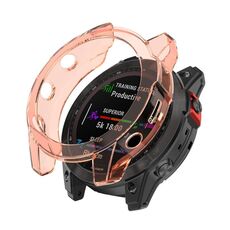 Custodia protettiva per orologio in TPU semi-pacchetto per Garmin Fenix 7S Pro (arancione trasparente)