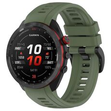 Per Garmin Approach S70 47mm 22mm Cinturino sportivo in silicone (verde scuro)