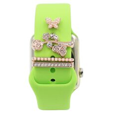 3 pz/set Smart Watch Cinturino in silicone Anello decorativo Farfalla Fibbia Cinturino Decorazioni(5)