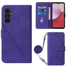 Per Samsung Galaxy S23 FE 5G Crossbody 3D Custodia per cellulare in pelle goffrata (viola)