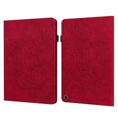 Custodia per tablet in pelle con motivo in rilievo pavone per tablet Google Pixel (rosso)