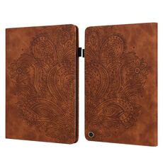 Custodia per tablet in pelle con motivo in rilievo pavone per tablet Google Pixel (marrone)