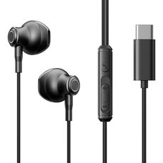 JOYRO0M JR-EC07 Auricolare cablato a metà in metallo di tipo C, lunghezza: 1,2 m (nero)