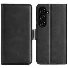 Per Samsung Galaxy S23 FE 5G Custodia per telefono orizzontale in pelle con fibbia magnetica a doppio lato (nero)