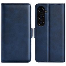 Per Samsung Galaxy S23 FE 5G Custodia per telefono orizzontale in pelle con fibbia magnetica a doppio lato (blu scuro)