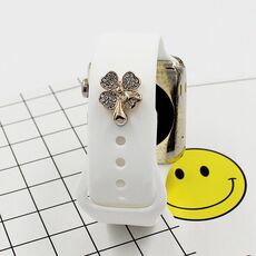Cinturino in silicone per orologio da 3 pezzi, fibbia decorativa con diamanti, stile: trifoglio di diamanti