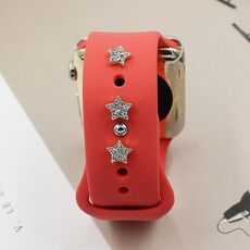 Cinturino in silicone per orologio da 3 pezzi con fibbia decorativa con diamanti, stile: Pentagono con diamanti pieni