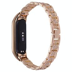 Per Xiaomi Mi Band 7 Cinturino universale in metallo con tre perline e diamanti (oro rosa)