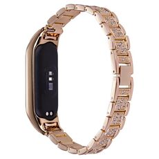 Per Xiaomi Mi Band 4/3 Cinturino universale in metallo con tre perline e diamanti (oro rosa)