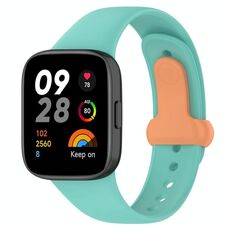 Per Redmi Watch 3 cinturino in silicone con bottone a chiodo (ciano + arancione)