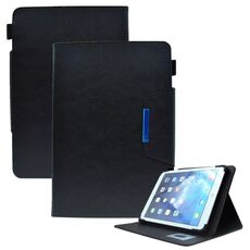Custodia per tablet in pelle con chiusura magnetica a croce scamosciata da 10 pollici (nero)