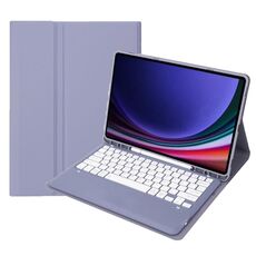 A810B per Samsung Galaxy Tab S9+ Custodia per tablet in pelle con tastiera Bluetooth rimovibile (viola)