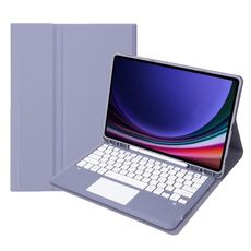 A810B-A Custodia per tablet in pelle con tastiera Bluetooth rimovibile per Samsung Galaxy Tab S9+ Touch Pad (viola)