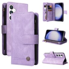 Per Samsung Galaxy S23 FE 5G Skin Feel Multi-Card Portafoglio Custodia in pelle con cerniera (viola)