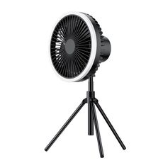 DQ216 10000mAh Outdoor Portatile Sollevabile Testa Girevole Tenda da Campeggio Ventilatore Appeso Luce Colorata Verticale con Telecomando (Nero)