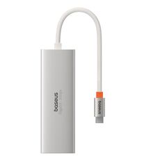 Adattatore HUB Baseus Portal Joy Series 4 in 1 USB3.0x3+RJ45x1, interfaccia: USB-C / Type-C (argento)