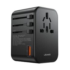 USAMS US-CC199 T62 65W PD Adattatore di alimentazione per caricabatterie rapido da viaggio globale (nero)