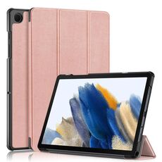 Per Samsung Galaxy Tab A9 2023 Custodia per tablet in pelle pieghevole a 3 pieghe (oro rosa)